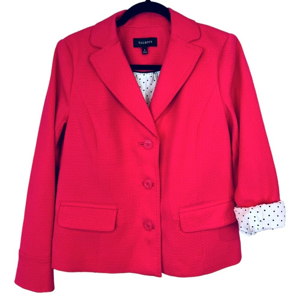 TALBOTS Bright Pink Textured 3 Button Blazer Jacket